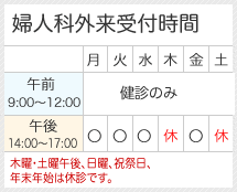 婦人科受付時間